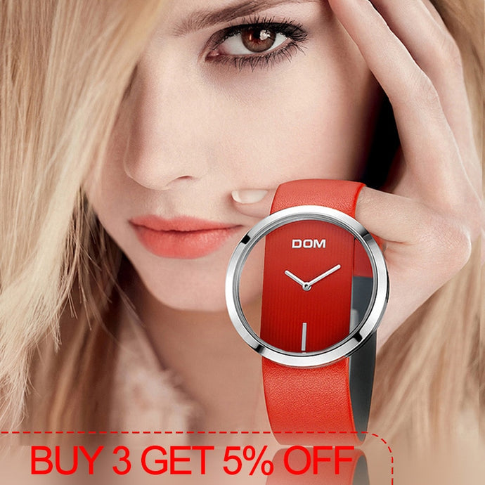 DOM Watch Women luxury Fashion Casual 30 m waterproof quartz watches genuine leather strap sport Ladies elegant wrist watch girl