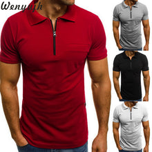 Load image into Gallery viewer, Wenyujh Brand Clothing Men Muscle Short Sleeve Polo Shirt Business Casual Solid Polo Shirt Fashion Fitness Shirts High Quality