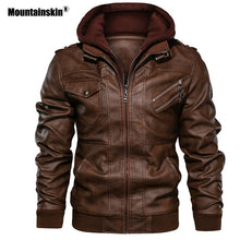 Load image into Gallery viewer, Mountainskin 2019 New Men&#39;s Leather Jackets Autumn Casual Motorcycle PU Jacket Biker Leather Coats Brand Clothing EU Size SA722