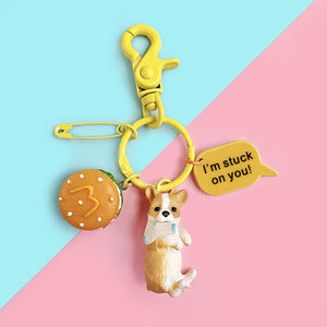 Lovely Resin Animal Pet Dogs Key Ring Schnauzer Welsh Corgi Keychains Gift For Woman Jewelry Key Chain For Dog Lover