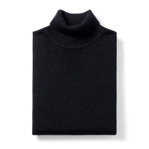 KUEGOU 2019 Autumn Plain Black Turtleneck Sweater Men Pullover Casual Jumper For Male Brand Knitted Korean Style Clothes 89002