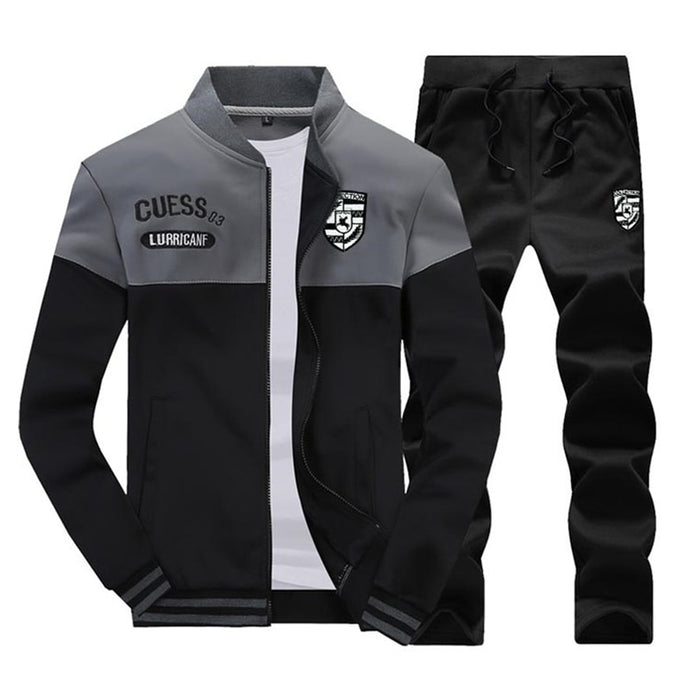 Riinr New Casual Tracksuit Men Autumn Zipper Jackets+Pants 2 Pieces Sets Male Slim Fit Sportswear Brand Fashion Men's Solid Set