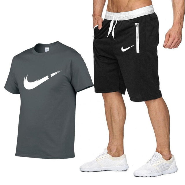 2019 new T Shirt+Shorts Sets Men Letter Printed Summer Suits Casual Tshirt Men Tracksuits Brand Clothing Tops Tees Set Male