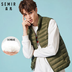 SEMIR Men Packable Puffer Vest with Stand-up Collar Men Padded Vest Lightweight Down Vest for Men Zip-up Vest Winter Clothes