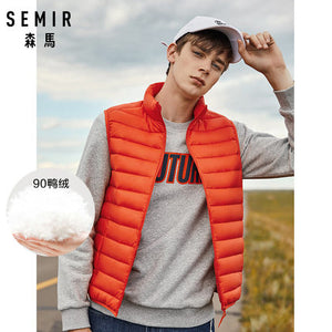 SEMIR Men Packable Puffer Vest with Stand-up Collar Men Padded Vest Lightweight Down Vest for Men Zip-up Vest Winter Clothes