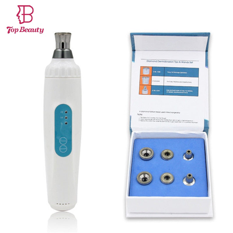 Blackhead Remover Peeling Facial 6 Tips Diamond Dermabrasion Machine Rejuvenation Skin Care Massager Face Exfoliator Device