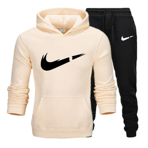 New hot brand men sweatshirt Tracksuit prints thermal underwear Men Sportswear Sets Fleece Thick hoodie+Pants Sporting Suit Male