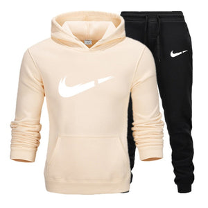 New hot brand men sweatshirt Tracksuit prints thermal underwear Men Sportswear Sets Fleece Thick hoodie+Pants Sporting Suit Male