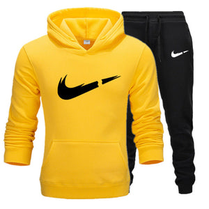 New hot brand men sweatshirt Tracksuit prints thermal underwear Men Sportswear Sets Fleece Thick hoodie+Pants Sporting Suit Male