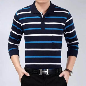 2019 autumn winter new men polo high quality striped polo shirt fashion casual long sleeves solid polo shirt brand clothing