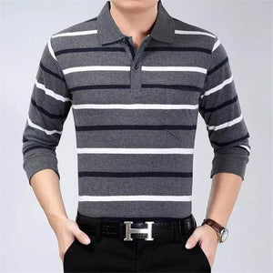 2019 autumn winter new men polo high quality striped polo shirt fashion casual long sleeves solid polo shirt brand clothing