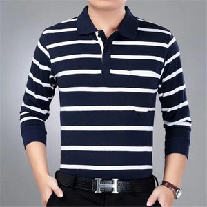 2019 autumn winter new men polo high quality striped polo shirt fashion casual long sleeves solid polo shirt brand clothing