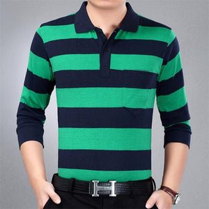 2019 autumn winter new men polo high quality striped polo shirt fashion casual long sleeves solid polo shirt brand clothing