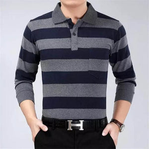 2019 autumn winter new men polo high quality striped polo shirt fashion casual long sleeves solid polo shirt brand clothing