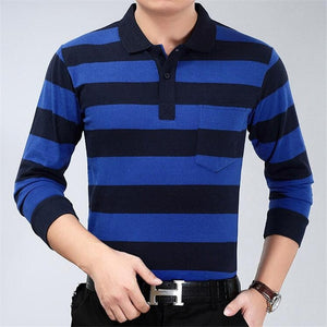 2019 autumn winter new men polo high quality striped polo shirt fashion casual long sleeves solid polo shirt brand clothing