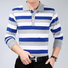 Load image into Gallery viewer, 2019 autumn winter new men polo high quality striped polo shirt fashion casual long sleeves solid polo shirt brand clothing