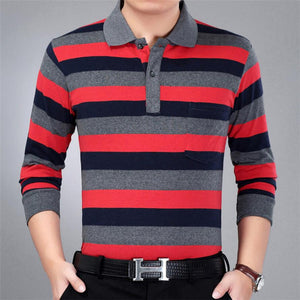 2019 autumn winter new men polo high quality striped polo shirt fashion casual long sleeves solid polo shirt brand clothing