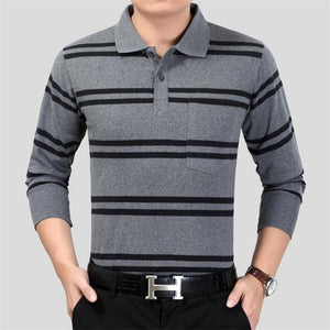 2019 autumn winter new men polo high quality striped polo shirt fashion casual long sleeves solid polo shirt brand clothing