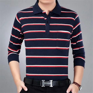 2019 autumn winter new men polo high quality striped polo shirt fashion casual long sleeves solid polo shirt brand clothing