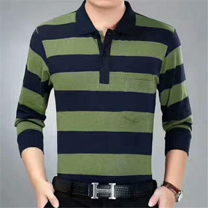 2019 autumn winter new men polo high quality striped polo shirt fashion casual long sleeves solid polo shirt brand clothing