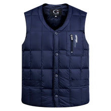 Load image into Gallery viewer, White Duck Down Jacket Vest Men Autumn Winter Warm Sleeveless V-neck Button Down Lightweight Waistcoat Fashion Casual Male Vest