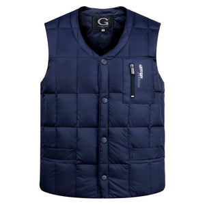 White Duck Down Jacket Vest Men Autumn Winter Warm Sleeveless V-neck Button Down Lightweight Waistcoat Fashion Casual Male Vest