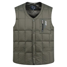 Load image into Gallery viewer, White Duck Down Jacket Vest Men Autumn Winter Warm Sleeveless V-neck Button Down Lightweight Waistcoat Fashion Casual Male Vest