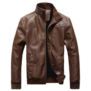 CYSINCOS 2019 New Fashion Autumn Male Leather Jacket Plus Size 3XL Black Brown Mens Stand Collar  Coats Leather Biker Jackets