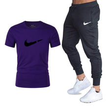 Load image into Gallery viewer, Men&#39;s Sets T Shirts+pants Two Pieces Sets Casual Tracksuit Men/Women New Fashion printing suits sportwear Gyms Fitness trousers