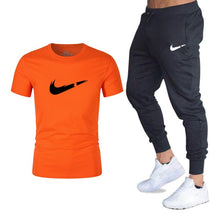 Load image into Gallery viewer, Men&#39;s Sets T Shirts+pants Two Pieces Sets Casual Tracksuit Men/Women New Fashion printing suits sportwear Gyms Fitness trousers