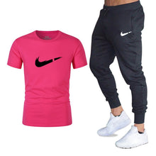 Load image into Gallery viewer, Men&#39;s Sets T Shirts+pants Two Pieces Sets Casual Tracksuit Men/Women New Fashion printing suits sportwear Gyms Fitness trousers