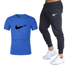 Load image into Gallery viewer, Men&#39;s Sets T Shirts+pants Two Pieces Sets Casual Tracksuit Men/Women New Fashion printing suits sportwear Gyms Fitness trousers