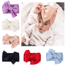 Load image into Gallery viewer, Cute Baby Girls Big Bow Hairband Headband Solid Cotton Stretch Turban Big Knot Head Wrap Headwear Girls Headband 0-3Years