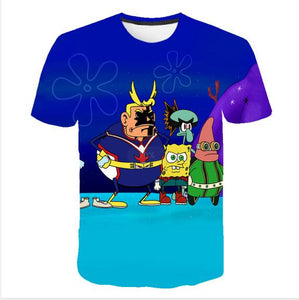 summer men's T-shirt 3D printed cartoon tshirt sponge potato anime adventure tshirts Funny T Shirt tops Tees men Asain Size