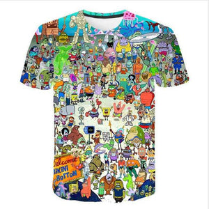 summer men's T-shirt 3D printed cartoon tshirt sponge potato anime adventure tshirts Funny T Shirt tops Tees men Asain Size