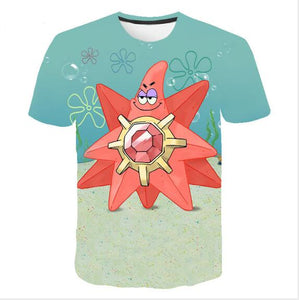 summer men's T-shirt 3D printed cartoon tshirt sponge potato anime adventure tshirts Funny T Shirt tops Tees men Asain Size