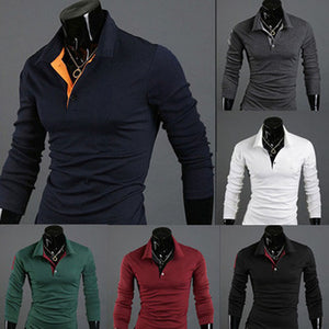 Men shirts Tee Lapel Long Sleeve Casual Fashion Tops Clothing for Autumn Winter Man Shirts Plus size XRQ88