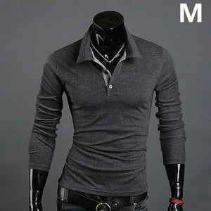 Men shirts Tee Lapel Long Sleeve Casual Fashion Tops Clothing for Autumn Winter Man Shirts Plus size XRQ88