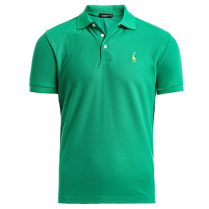 Dropshipping 2019 New Polo Shirt Men Solid Casual Cotton Polo Giraffe Men Slim Fit Embroidery Short Sleeve Men's Polo 10 Colors