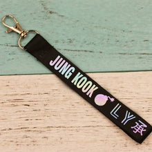 Load image into Gallery viewer, KPOP Keychain Laser Bangtan Boys Lanyard Love Yourself Key Chains RAPMONSTER V JUNGKOOK JIMIN JHOPE RM Keyring Accessories