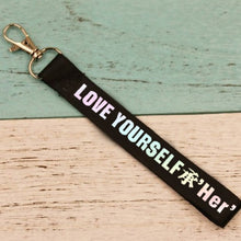 Load image into Gallery viewer, KPOP Keychain Laser Bangtan Boys Lanyard Love Yourself Key Chains RAPMONSTER V JUNGKOOK JIMIN JHOPE RM Keyring Accessories