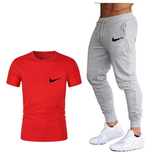 Load image into Gallery viewer, Men&#39;s Sets T Shirts+pants Two Pieces Sets Casual Tracksuit Men/Women New Fashion printing suits sportwear Gyms Fitness trousers