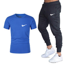 Load image into Gallery viewer, Men&#39;s Sets T Shirts+pants Two Pieces Sets Casual Tracksuit Men/Women New Fashion printing suits sportwear Gyms Fitness trousers