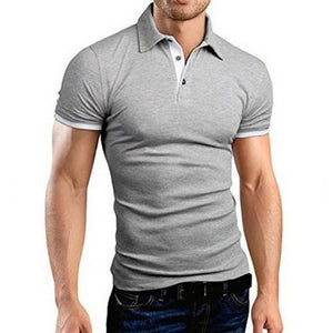 2019 New Summer  Mens Polo Shirt Short Sleeve Turn-over Collar Slim Tops Casual Breathable Solid Color Business Shirt