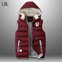 Load image into Gallery viewer, Men's Vest Winter Down Vest Casual Waistcoat Men's Sleeveless Jacket Plus Size 5XL Warm Men's Vest Overcoats Hat Detachable New