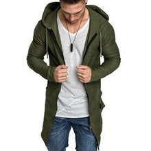 Load image into Gallery viewer, Shujin New Mens Hooded Solid Trench Coat Jacket Cardigan Long Sleeve Outwear Male Autumn Winter Slim Fit Long Coat Tops