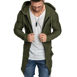 Shujin New Mens Hooded Solid Trench Coat Jacket Cardigan Long Sleeve Outwear Male Autumn Winter Slim Fit Long Coat Tops