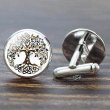 Load image into Gallery viewer, Tree of Life Cufflinks for Men Best Man Cufflinks Set Cufflinks Wedding Life Tree Suit Shirt Silver Cuff Links Men Accessories