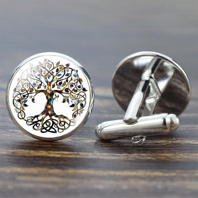 Tree of Life Cufflinks for Men Best Man Cufflinks Set Cufflinks Wedding Life Tree Suit Shirt Silver Cuff Links Men Accessories