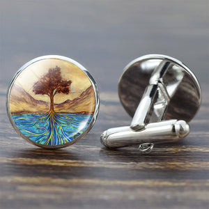 Tree of Life Cufflinks for Men Best Man Cufflinks Set Cufflinks Wedding Life Tree Suit Shirt Silver Cuff Links Men Accessories